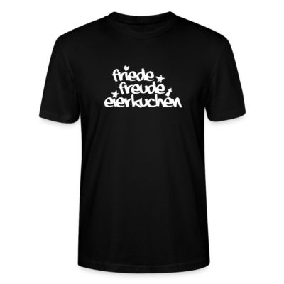 Frauen Bio-T-Shirt mit Friede, Freude, Eierkuchen Aufdruck